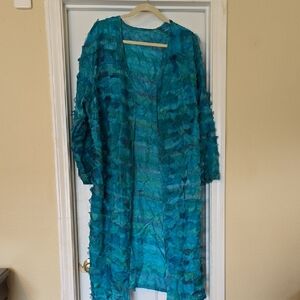 Vibrant Teal Textured Cardigan